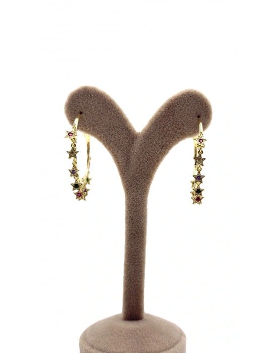 Renkli Yıldız Figürlü Halka Küpe