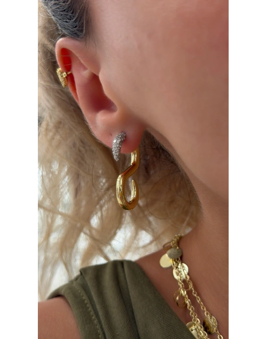 S Model Gold Tasarım Küpe