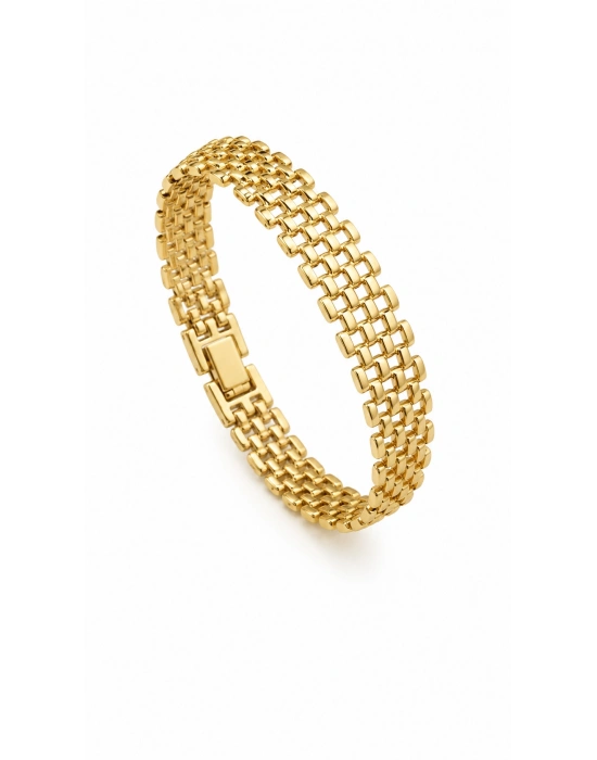 Sepet Model Gold Kalın Kadın Bileklik(18cm-uzatma dahil 19cm )