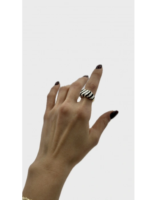 Siyah Beyaz Çizgili Zara Yüzük