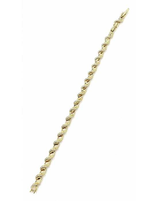 Taş Detay Geniş Burgu Bileklik(16 cm - uzatma kısmı ile 18 cm )