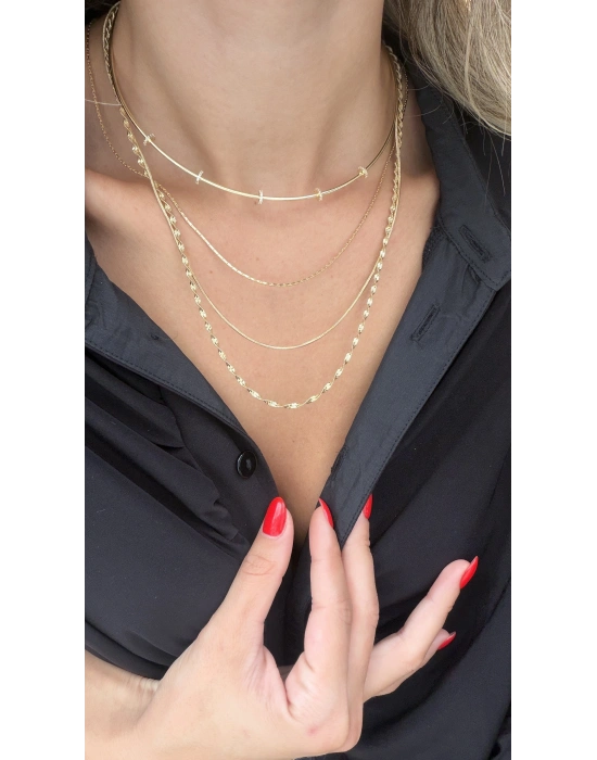 Taş İşleme Halka Detay Choker Kolye