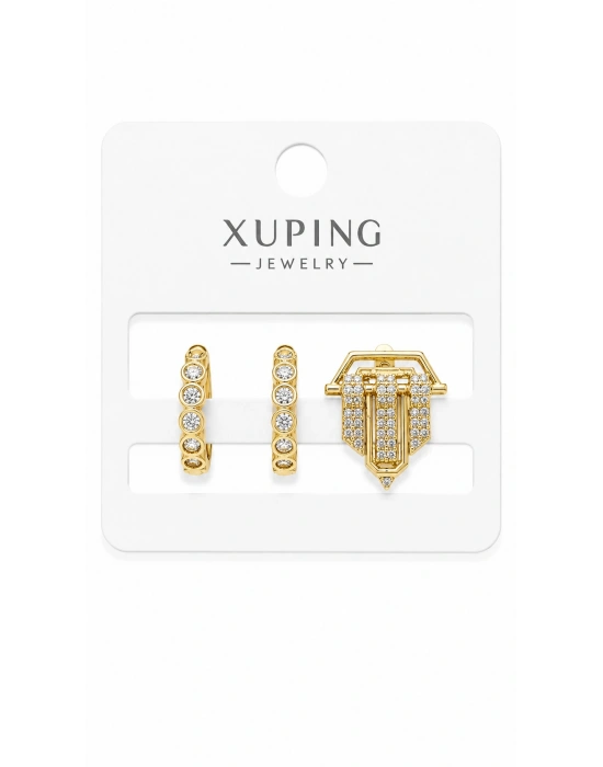 Tasarım Gold Üçlü Set Küpe