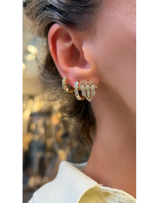 Tasarım Gold Üçlü Set Küpe