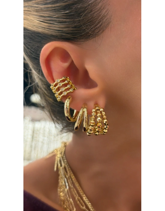 Taşlı Gold Ear Cuff