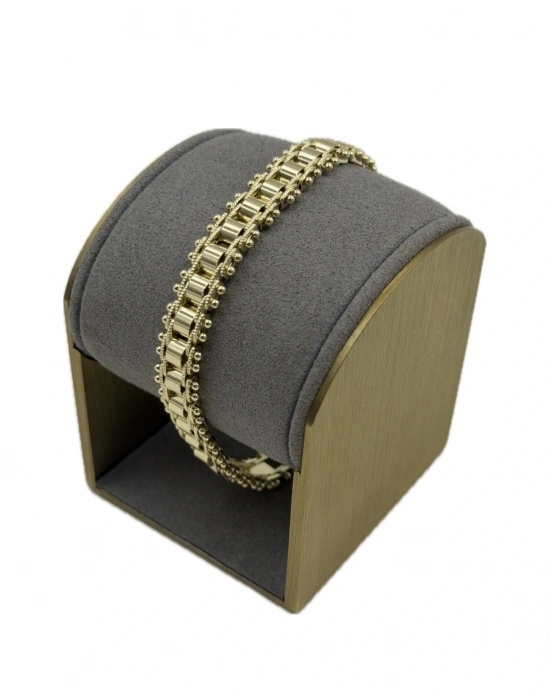 Top Çivi Detay Boru Örme Bileklik(19cm)