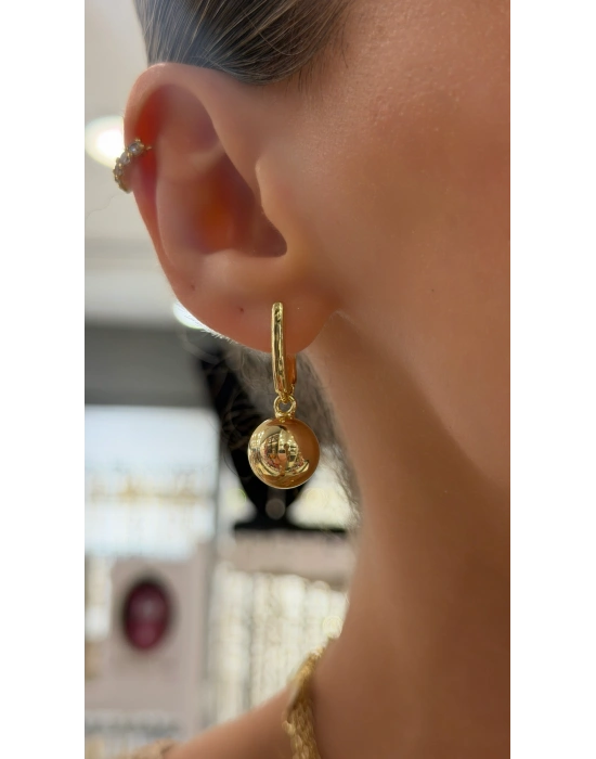 Top Detay Gold Küpe