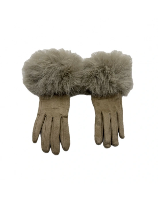 Tüylü Süet Eldiven(krem)