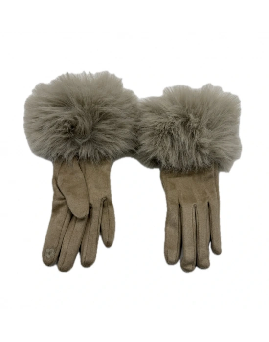 Tüylü Süet Eldiven(krem)