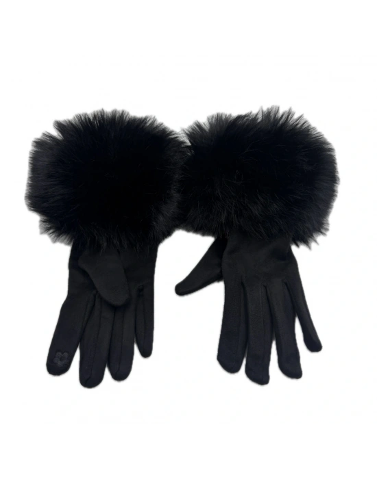 Tüylü Süet Eldiven(siyah)