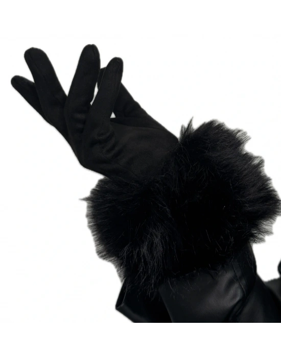 Tüylü Süet Eldiven(siyah)