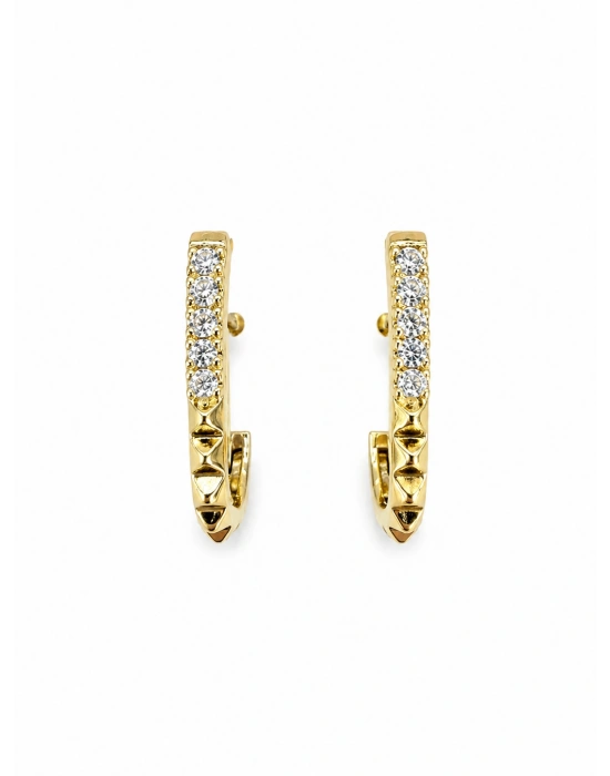 Üçgen Çıkıntılı Gold Küpe