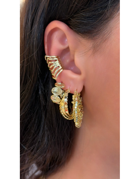 Üçgen Metal Gold Ear Cuff