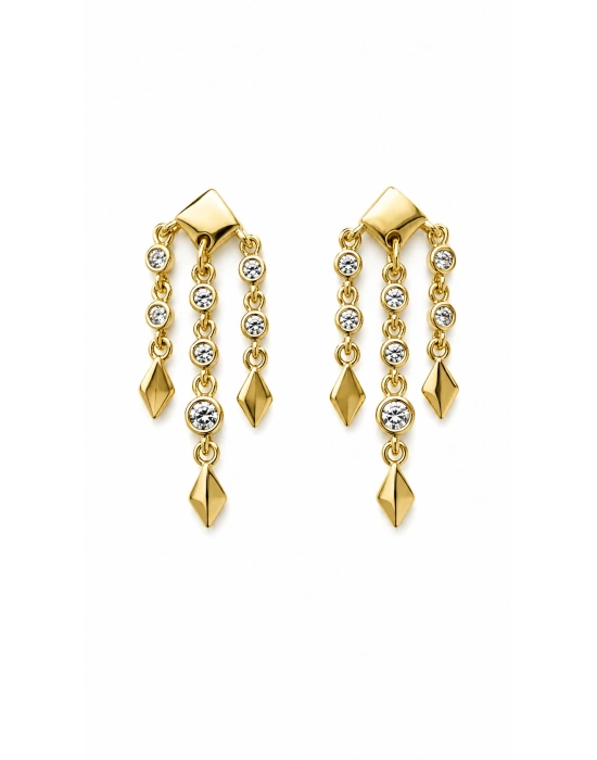 Üçgen Sallantılı Gold Küpe
