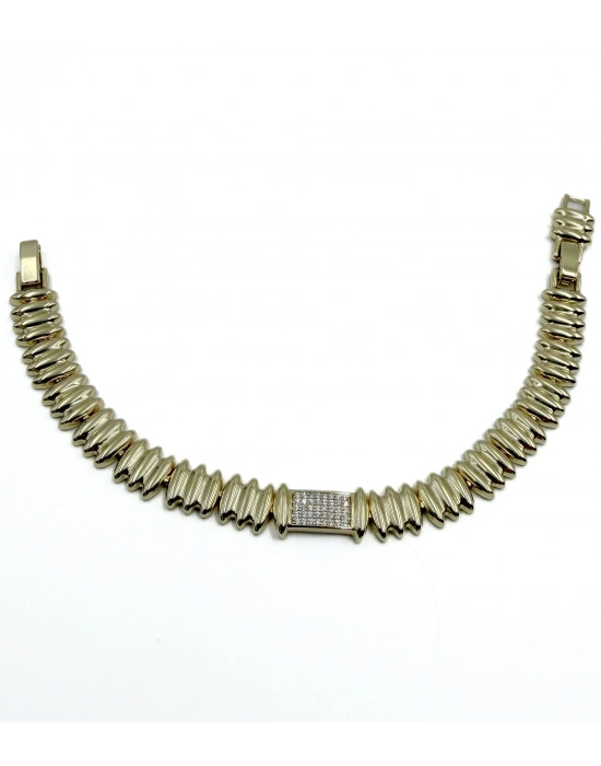 Üçlü Plaka Detay Taşlı Bileklik