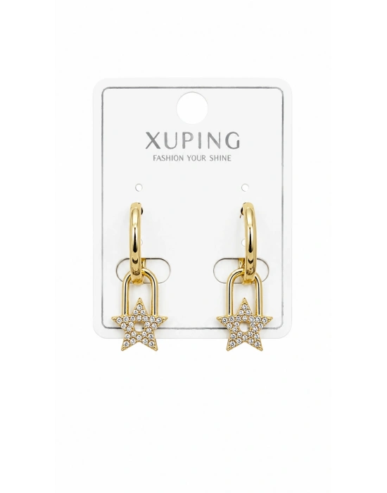 Yıldız Charm Sallantılı Gold Kadın Küpe