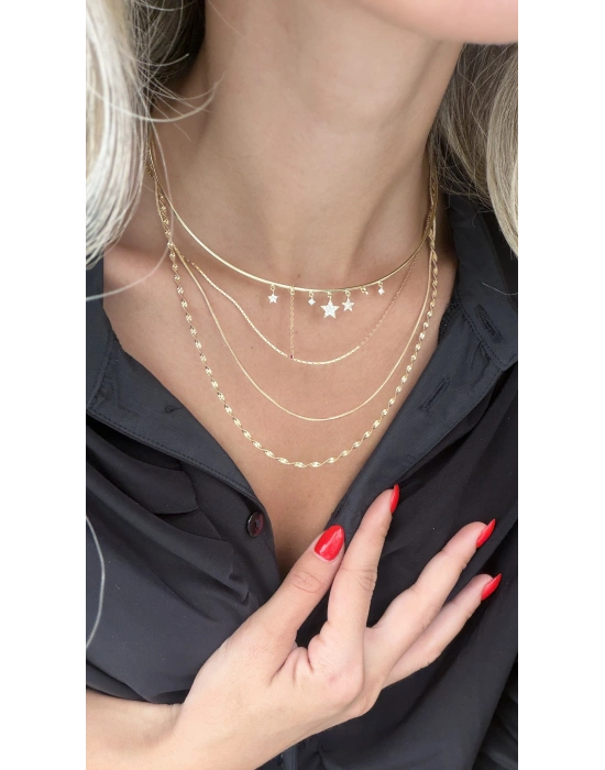 Yıldız Figür Gold Choker Kolye