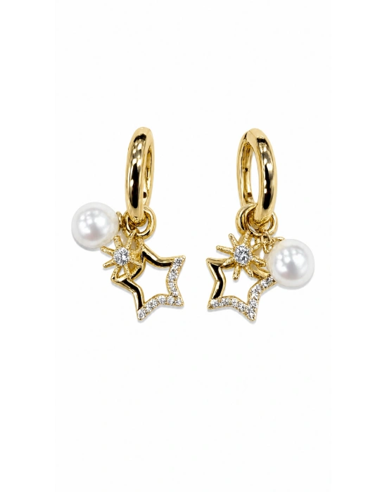 Yıldız ve İnci Charm Küpe
