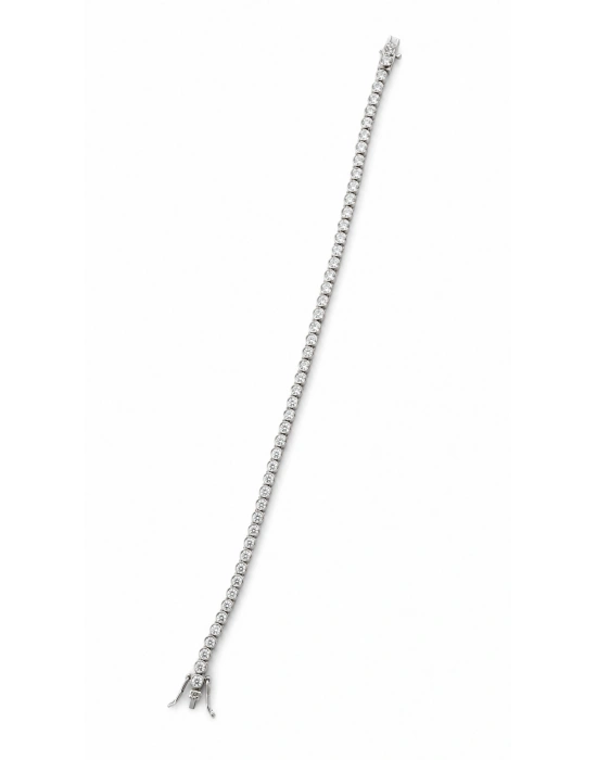 Yuvarlak Taş Gümüş Su Yolu Bileklik(19 cm)