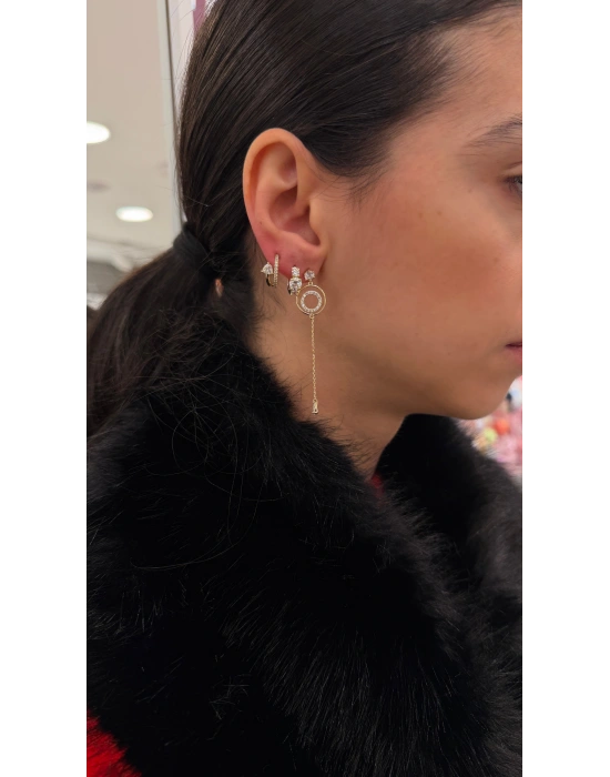 Zincir Sallantılı Halka Figür 3’lü Set Küpe