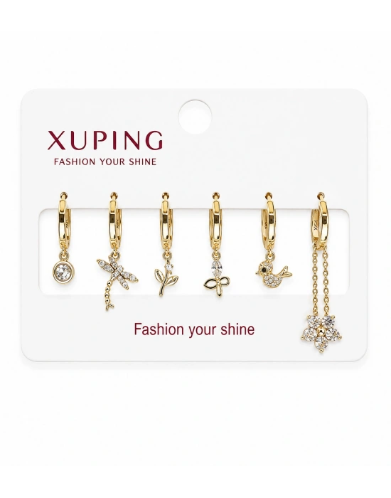 Zincir Sallantılı Karışık Figür 6lı Set Küpe