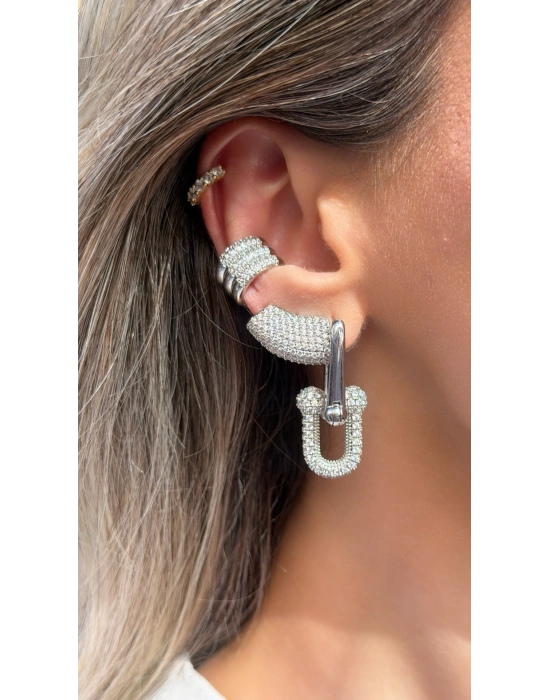 Zirkon Taşlı Tiffany Gümüş Küpe
