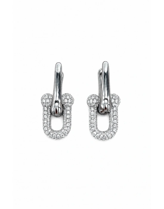 Zirkon Taşlı Tiffany Gümüş Küpe