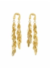 2li Yaprak Pul Model Sallantılı Gold Küpe