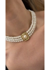 3 Sıra İnci Choker Kolye (34cm-uzatma dahil 37cm )