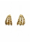 3lü Halka Görünüm Top Detay Gold Kadın Küpe