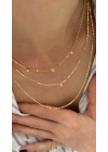 Ezme Zincir Küçük Taş Detay 3’lü Kolye Gold(39-44-49cm)