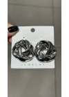 Simit Model Büyük Metal Küpe Gümüş