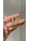 Ay Figürlü Mineli Zincir Sallantılı Küpe