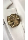 Taş Detay Gold Çiçek Broş