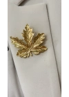 Metal Gold Yaprak Broş