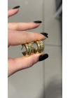 2li Görünüm Düz Halka ve Örme Halka Küpe