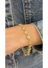 Sıralı Yonca Bileklik Gold (19cm)