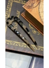 France Handmade Kemik Düz Topuz Tokası Açık Renk Leopar