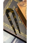 France Handmade Kemik Düz Topuz Tokası Leopar Desen