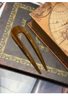 France Handmade Kemik Düz Topuz Tokası Karamel