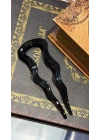 France Handmade Kemik Zigzag Topuz Tokası Siyah