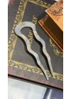 France Handmade Kemik Zigzag Topuz Tokası Beyaz Sedef