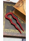 France Handmade Kemik Zigzag Topuz Tokası Kırmızı