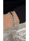 Taşlı Kalın Ok Bileklik Gümüş (19 cm )