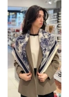 Marka Model Lacivert Ağaç Desen Fular(90x90)