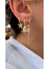 Kelebek Figür 6lı Set Küpe Gold