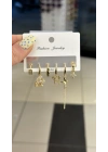Kelebek Figür 6lı Set Küpe Gold