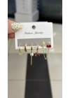 Kirazlı 6lı Set Küpe Gold