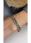 Mavi Swarovski Taş Bileklik (19cm- uzatma dahil 21cm)