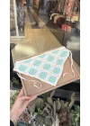 Mavi Çiçekli Motif Örgü Bandana